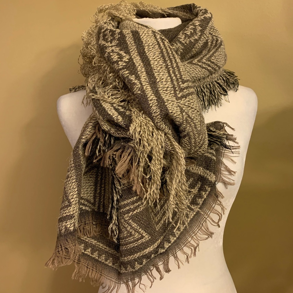 Large Fringed Boho Style Scarf